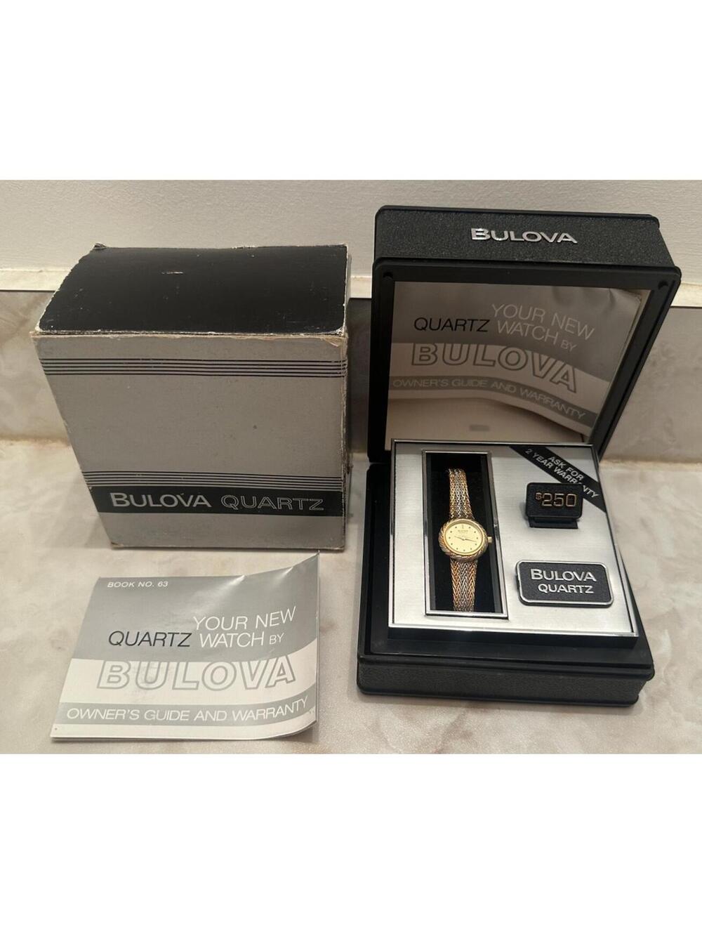 Vintage NOS 1984 Bulova 108297 Ladies Quartz Watch Two Tone Band New With Papers
